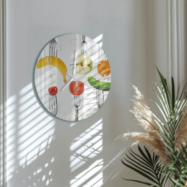 Ceas rotund de perete din sticlă Fructe
