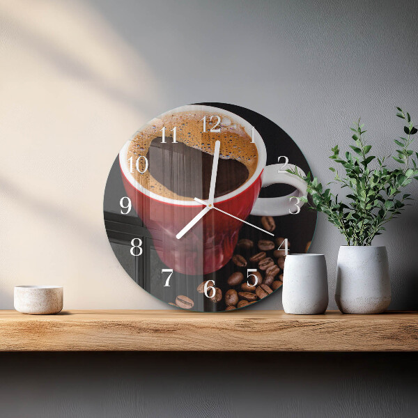 Ceas rotund de perete din sticlă Ceașcă de cafea