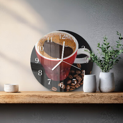 Ceas rotund de perete din sticlă Ceașcă de cafea