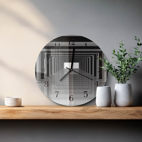 Ceas din sticlă rotund Tunel 3D