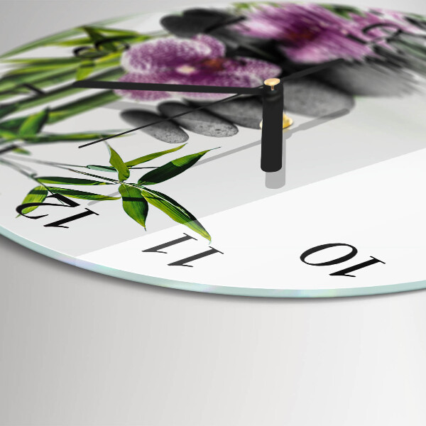 Ceas din sticlă rotund Copac cu flori