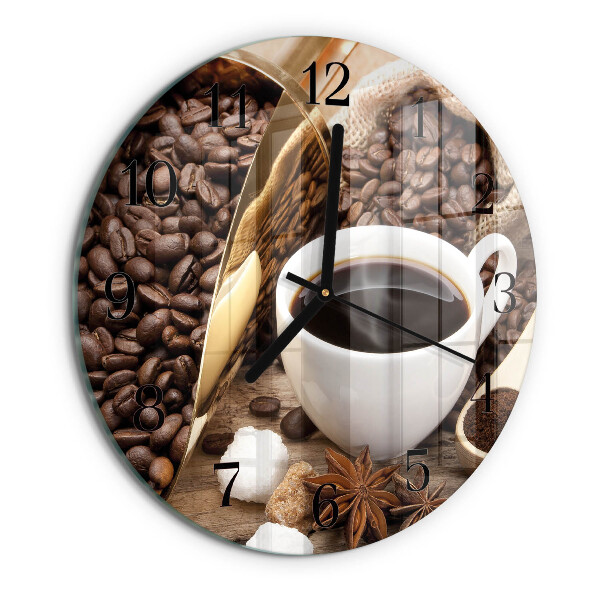 Ceas din sticlă rotund Cafea