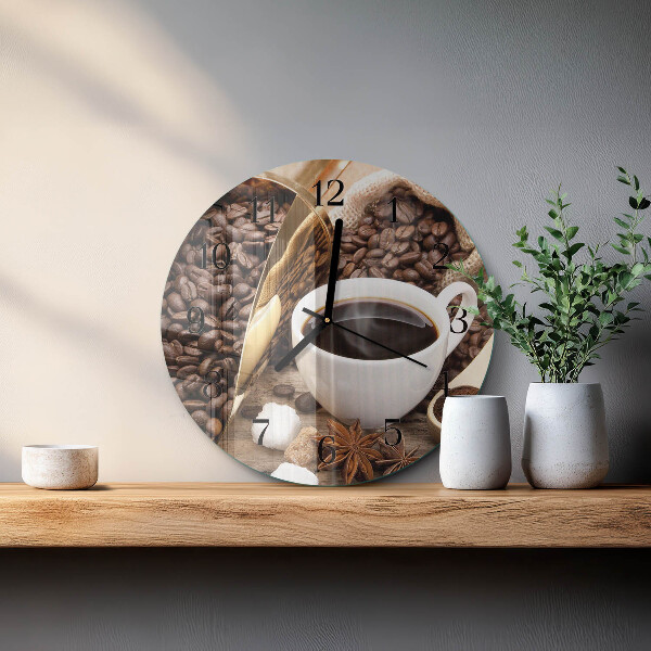 Ceas din sticlă rotund Cafea