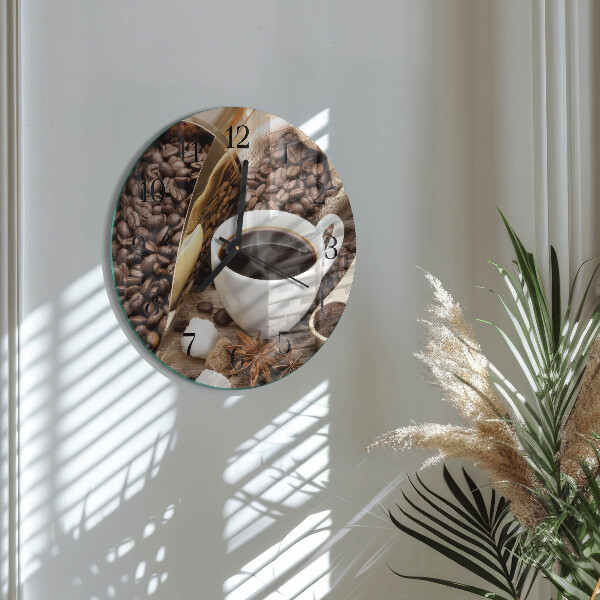 Ceas din sticlă rotund Cafea