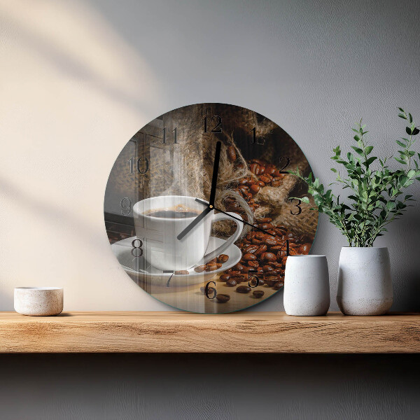 Ceas din sticlă rotund Cafea