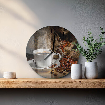 Ceas din sticlă rotund Cafea