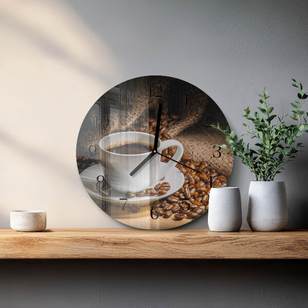 Ceas din sticlă rotund Cafea