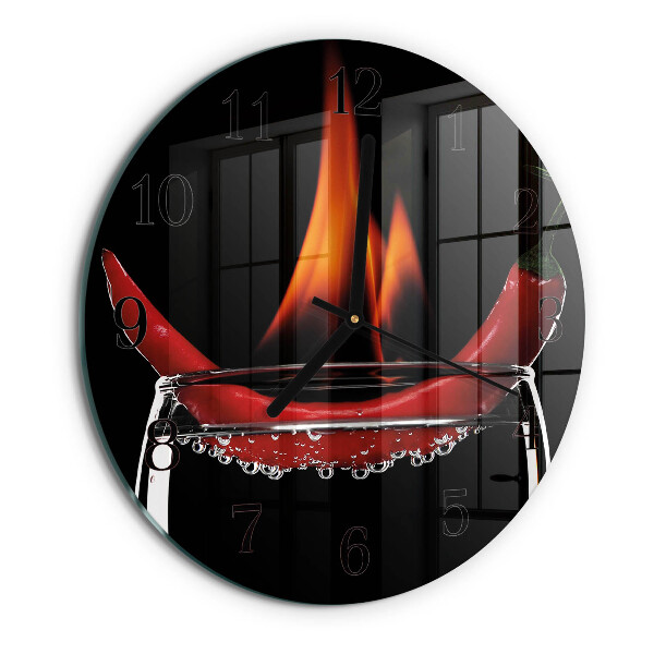 Ceas din sticlă rotund Chili Fire