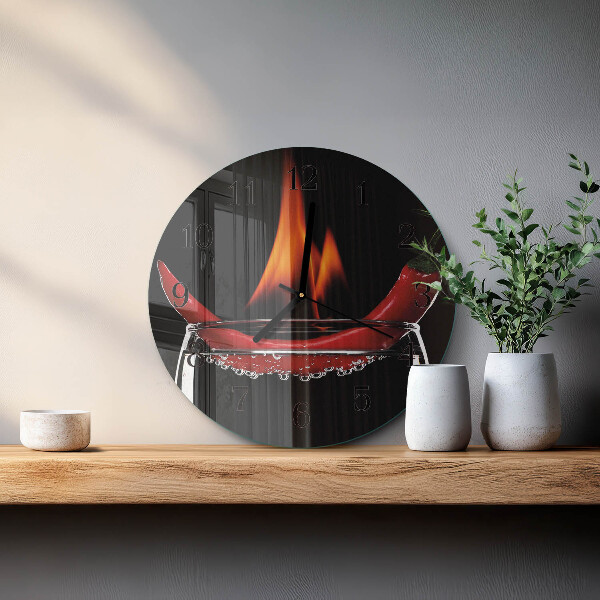 Ceas din sticlă rotund Chili Fire