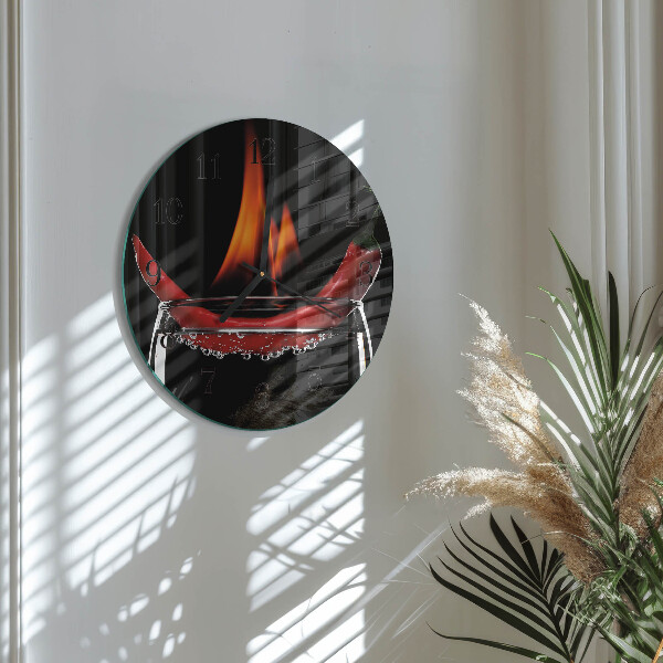 Ceas din sticlă rotund Chili Fire