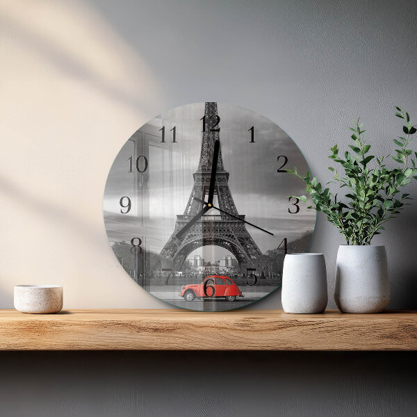 Ceas din sticlă rotund Mașină Turnul Eiffel