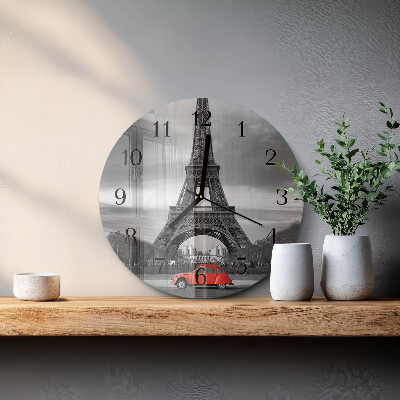 Ceas din sticlă rotund Mașină Turnul Eiffel