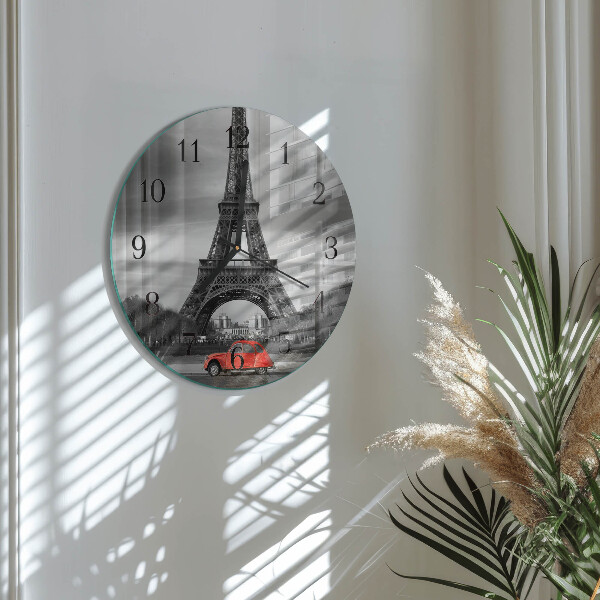 Ceas din sticlă rotund Mașină Turnul Eiffel