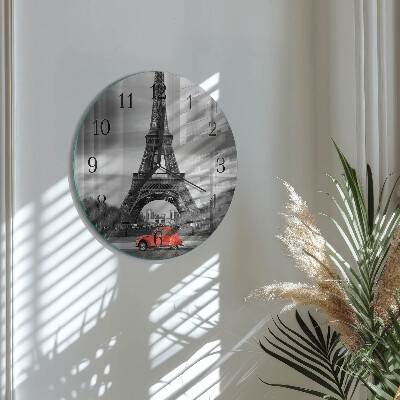 Ceas din sticlă rotund Mașină Turnul Eiffel