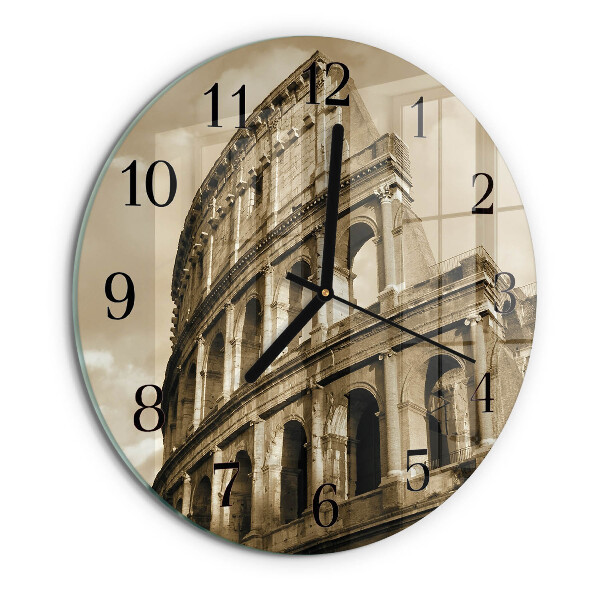 Ceas din sticlă rotund Colosseumul Sepia