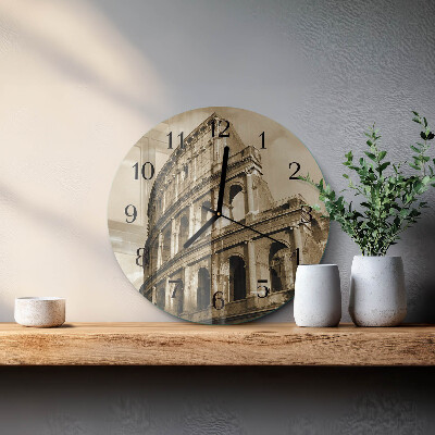 Ceas din sticlă rotund Colosseumul Sepia