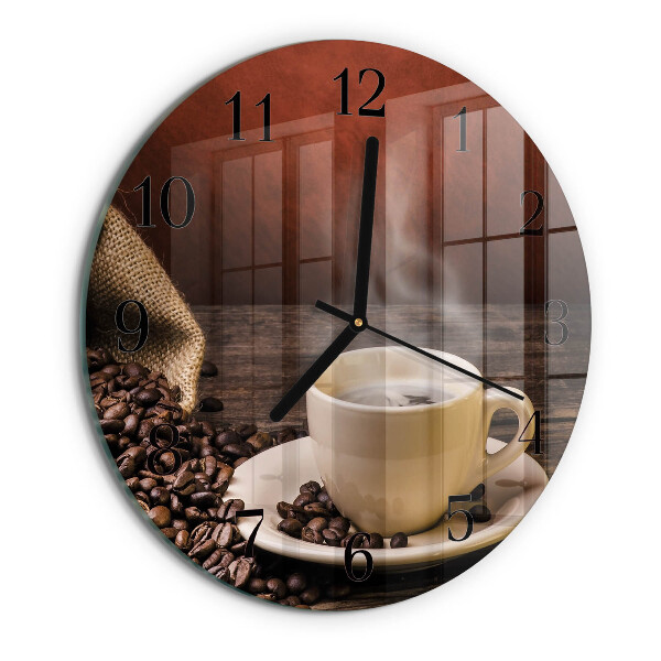 Ceas din sticlă rotund Cafea