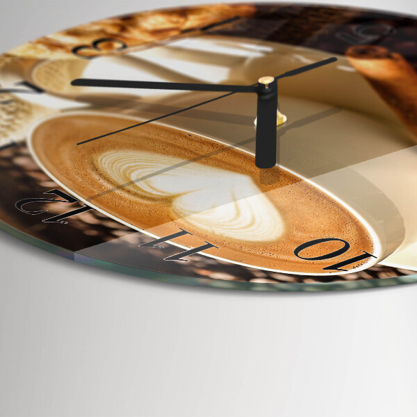 Ceas din sticlă rotund Inimă de cafea