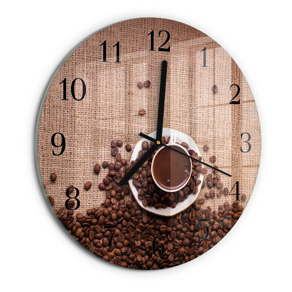 Ceas din sticlă rotund Boabe de cafea