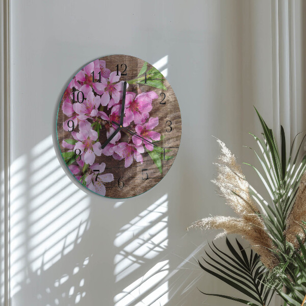 Ceas din sticlă rotund Flori