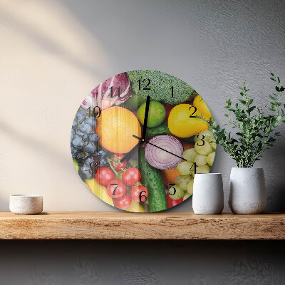 Ceas din sticlă rotund Fructe și legume