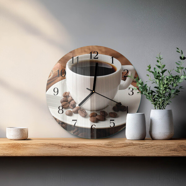 Ceas din sticlă rotund Cafea