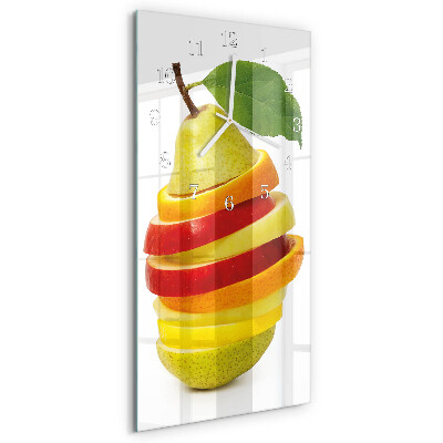 Ceas vertical de perete din sticlă Fructe