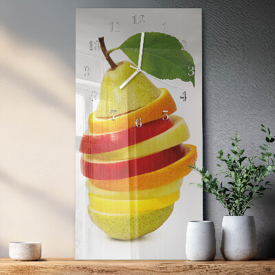Ceas vertical de perete din sticlă Fructe