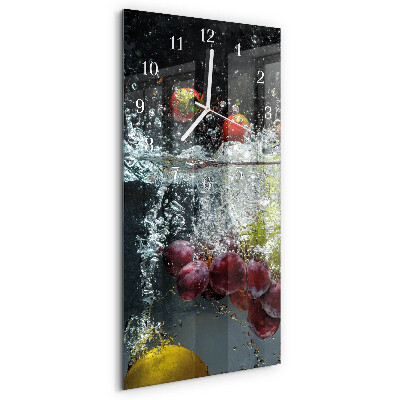 Ceas vertical de perete din sticlă Fructe