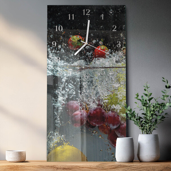 Ceas vertical de perete din sticlă Fructe