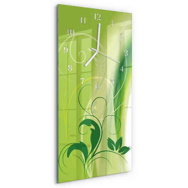 Ceas vertical de perete din sticlă Model floral