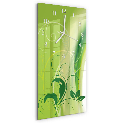 Ceas vertical de perete din sticlă Model floral