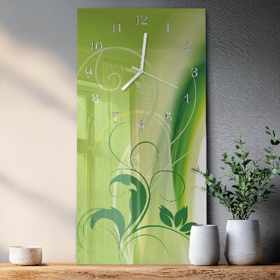 Ceas vertical de perete din sticlă Model floral