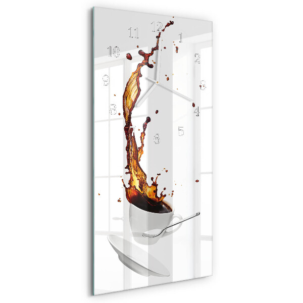 Ceas vertical de perete din sticlă Cafea