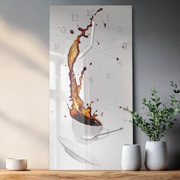 Ceas vertical de perete din sticlă Cafea