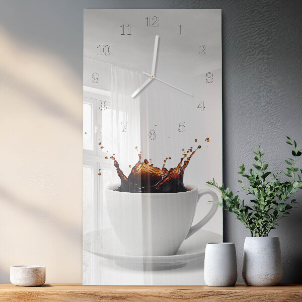 Ceas vertical de perete din sticlă Cafea