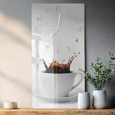 Ceas vertical de perete din sticlă Cafea