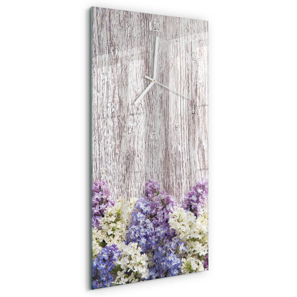 Ceas vertical de perete din sticlă Liliac