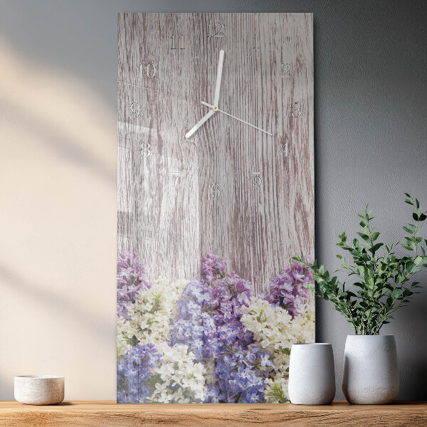 Ceas vertical de perete din sticlă Liliac