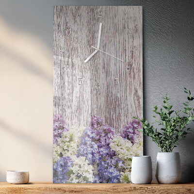 Ceas vertical de perete din sticlă Liliac