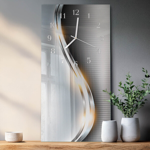 Ceas vertical de perete din sticlă Abstracție metalică