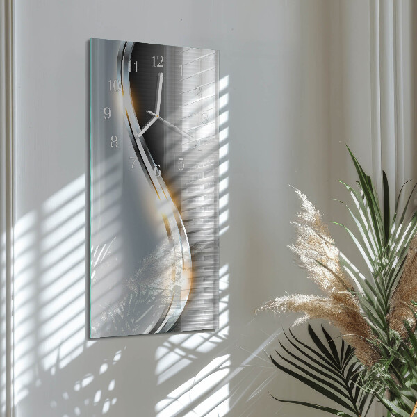 Ceas vertical de perete din sticlă Abstracție metalică