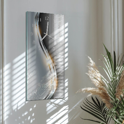 Ceas vertical de perete din sticlă Abstracție metalică