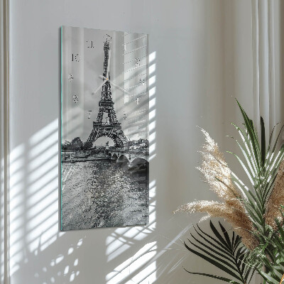 Ceas vertical de perete din sticlă Vedere a Turnului Eiffel