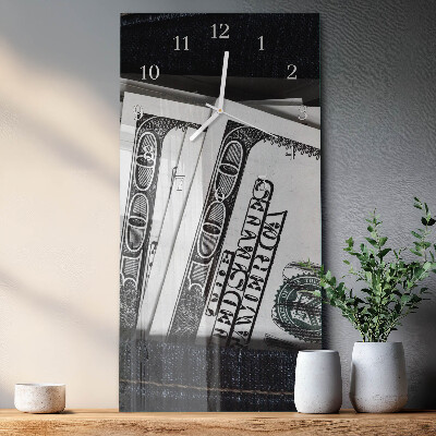 Ceas vertical de perete din sticlă Bancnote