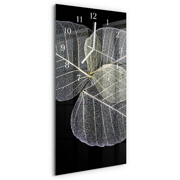 Ceas vertical de perete din sticlă Frunze de plantă