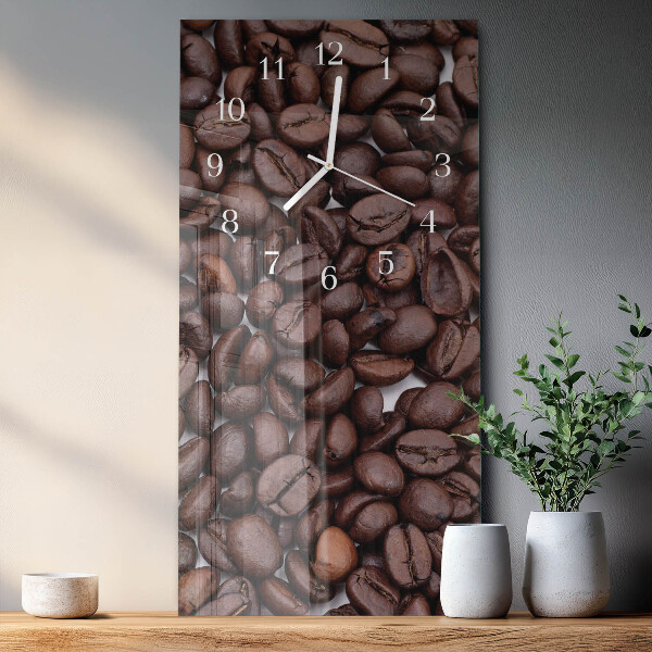 Ceas vertical de perete din sticlă Boabe de cafea