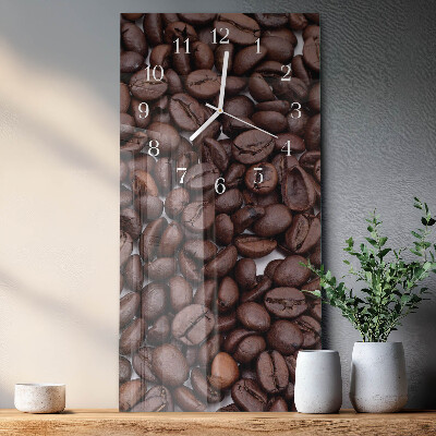 Ceas vertical de perete din sticlă Boabe de cafea
