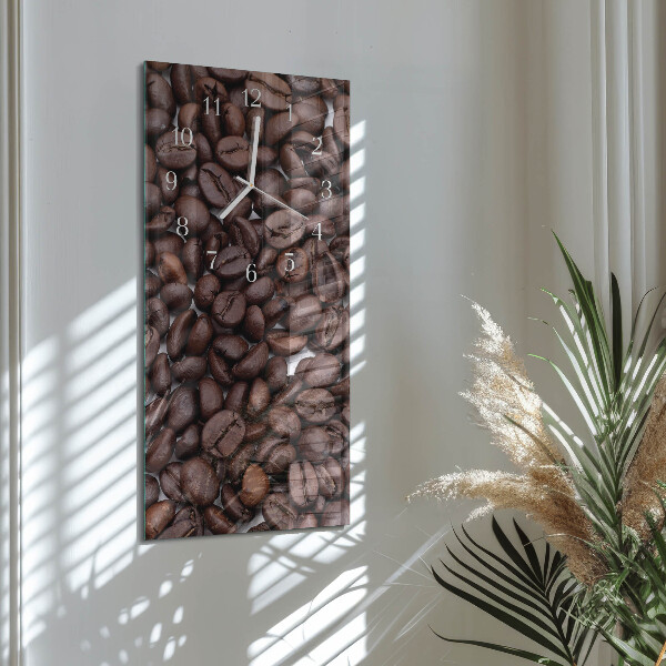 Ceas vertical de perete din sticlă Boabe de cafea