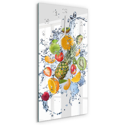 Ceas vertical de perete din sticlă Fructe